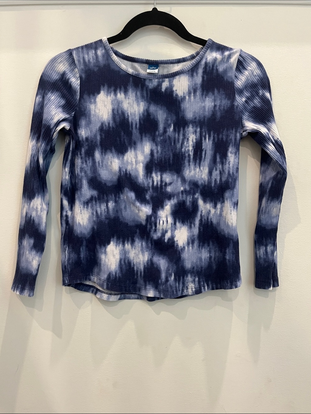 Old Navy Girls Navy and White Tie-Dye Long Sleeve Tee